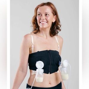 Lansinoh Black and Pink Zippered Pumping Bra Tops One size fits most